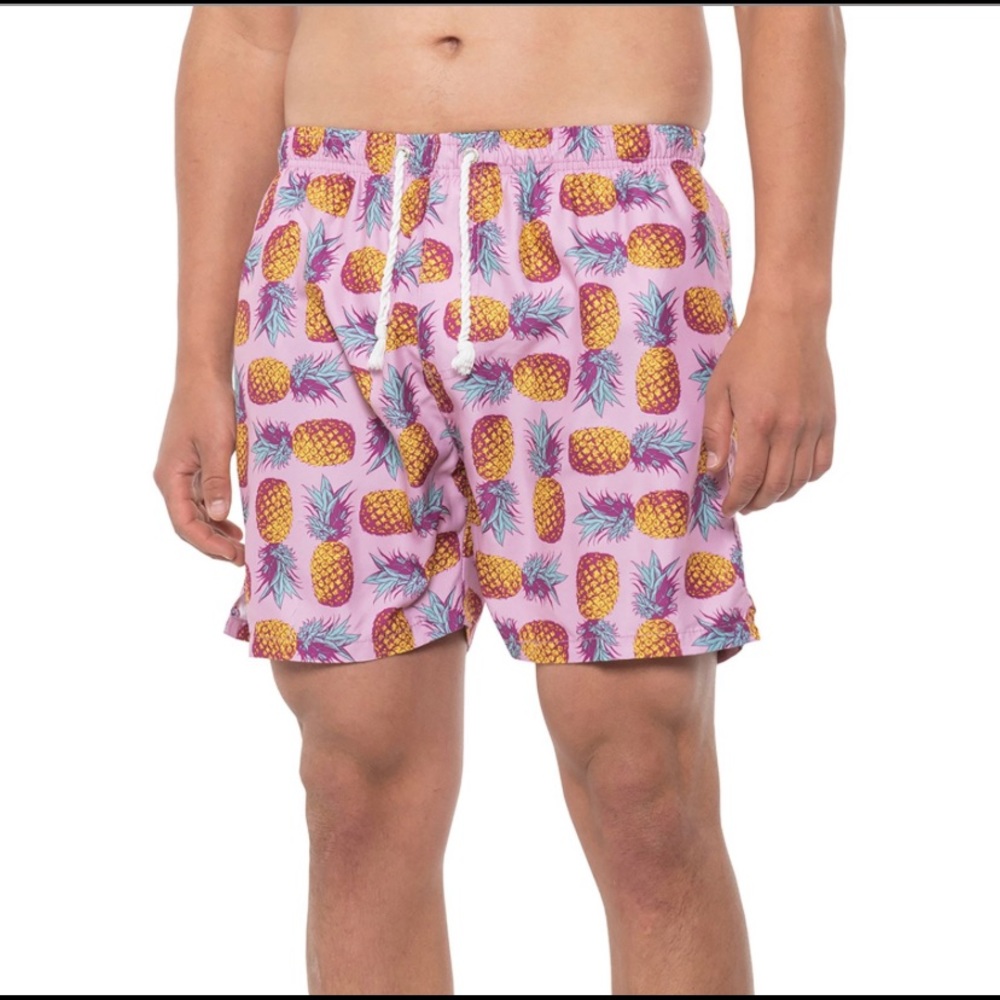 Ingear Men's Swim Trunks - Purple and Yellow Pineapple Print